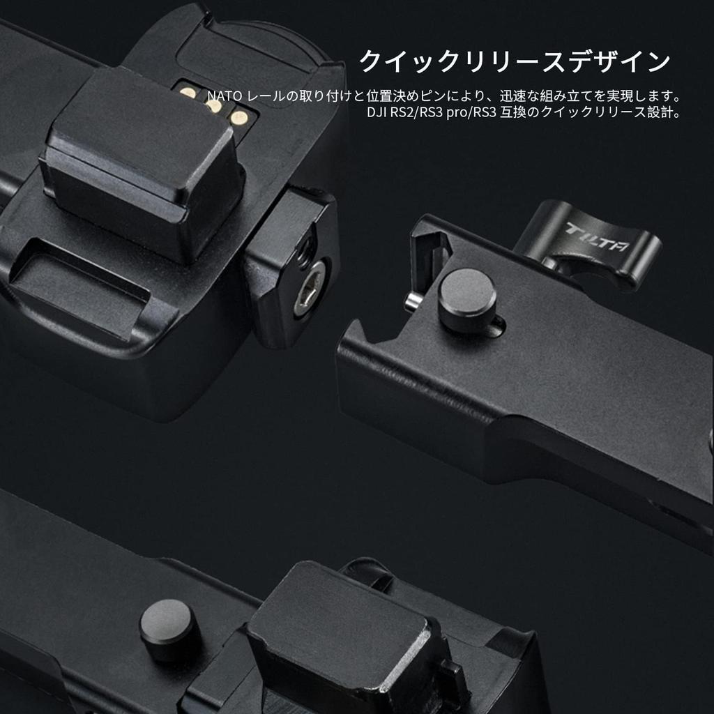 TILTA Dual-Griff-Stromhalterung für DJI RS4 RS3 und RS3 mit mehreren Schrauben und Blitzschuh-Montagepunkten RS4, Pro, RS2, Pro, 1/4"-20 (TGA-DHB)