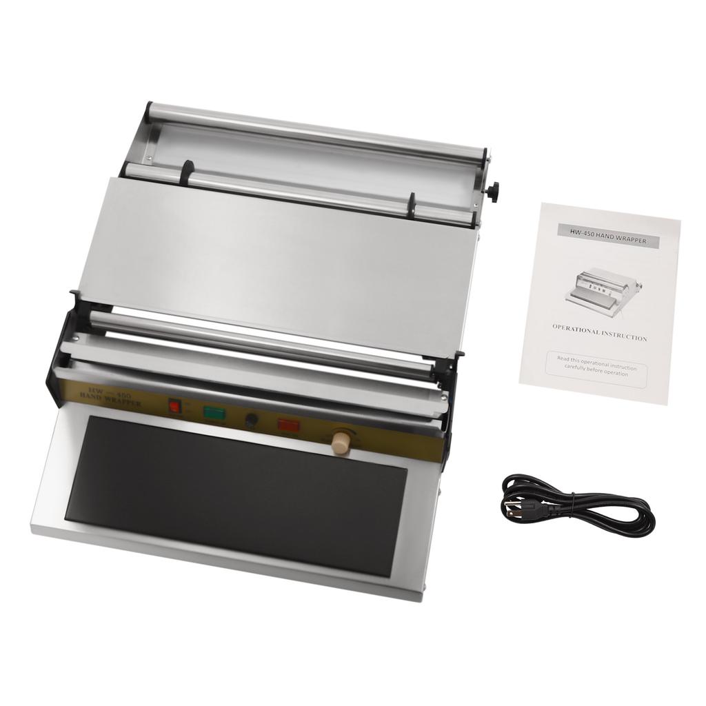 Macchina Avvolgitrice Manuale Acciaio Inossidabile 304 Larghezza 45 cm Avvolgitore di Pellicola 270W Macchina Confezionatrice con Pellicola Estensibile per Confezionamento Alimenti in Negozi