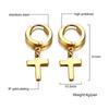 Vnox Simple Cross Dangle Earrings for Men Women Minimalist Stainless Steel Drop Small Hoop Metal Ear Jewelry Anti Allergy