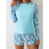 Damen Langarm Tankini Set mit Shorts, Zweiteiliges Outfit