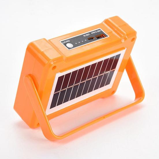 Portable Camping Flashlight USB/Solar Rechargeable LED Emergency Lamp with 6 Levels Adjustable Multifunctional Device Outdoor Tent Lamp Camping