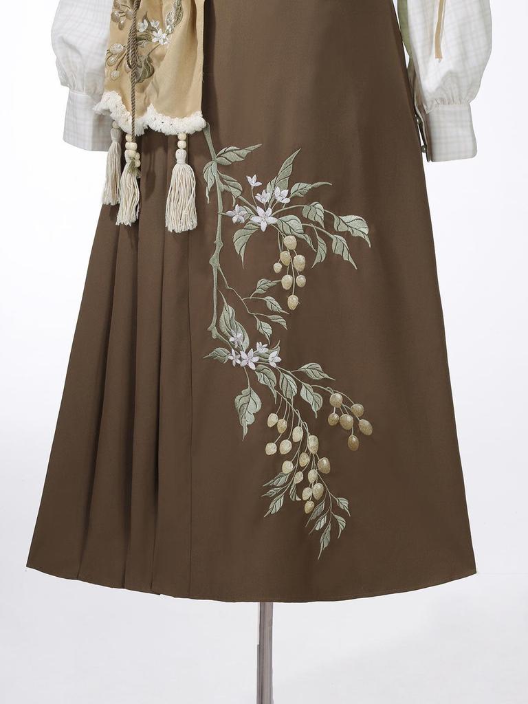 Yi Meng Ge Hanfu Women's Yellow Outerwear and Skirt Set, New Chinese Style 9684