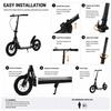 Shock-Absorbing Foldable Commuter Kick Scooter For Adults and Teens With 12" Large Smooth Rolling Rubber Air Tires