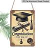 2D Flat Graduation Congratulations You Did It! 8"x12" Metal Wall Sign - Retro Scrollwork Aluminium Decor Suitable for Home, Office, Dorm - Graduation
