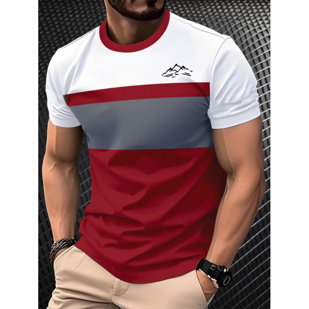 Summer Fashion Round Neck Short Sleeved T-shirt Casual Versatile Men's Top