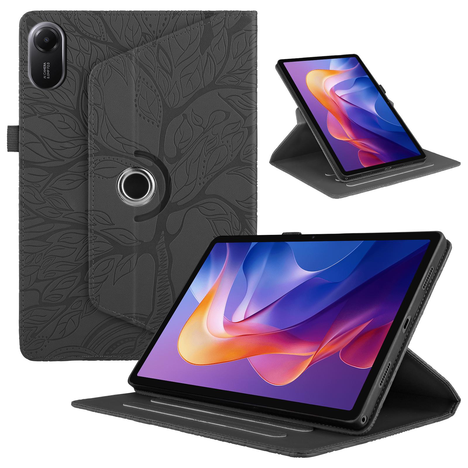 

For Xiaomi Redmi Pad 2 Pad2 11 Inch 2025 360 Rotate Tablet Case Kickstand Wake Emboss Life Tree Leather Flip Cover Redmi Pad2 11 2025 чёрный