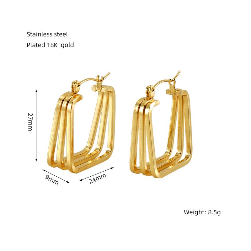 Vintage Geometric Irregular Stainless Steel Twist Hoop Earrings