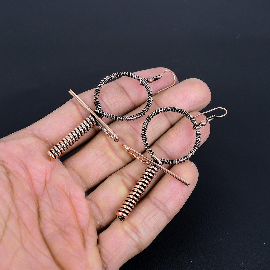 Designer Copper Earrings, Handmade Gemstone Earrings Jewelry, Gifts For Wife Brand New Earrings