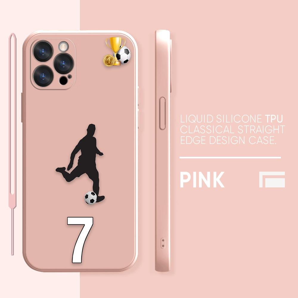 Funny Coque Football Phone Case iPhone 11 12 13 14 Pro Max 7 8 Plus XR XS SE Straight Edge Liquid Silica Gel Shell Cover Fundas