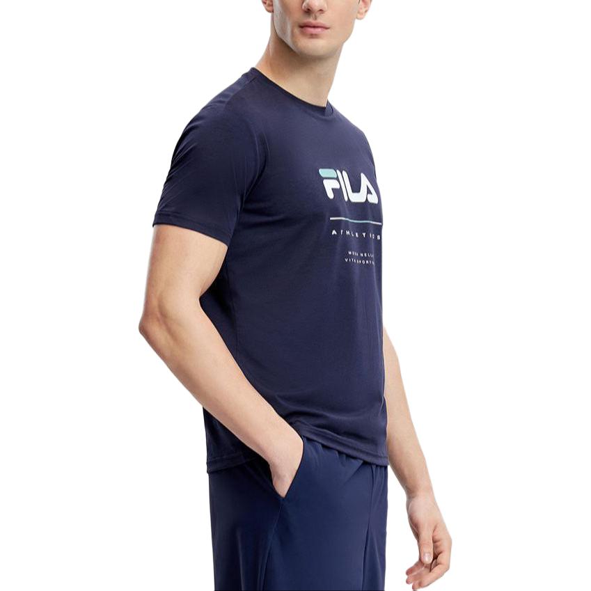 Fila Basic Simple Sports Fitness Round Neck Short Sleeve T-Shirt Men Tops Dark-Blue A11M331104FNV