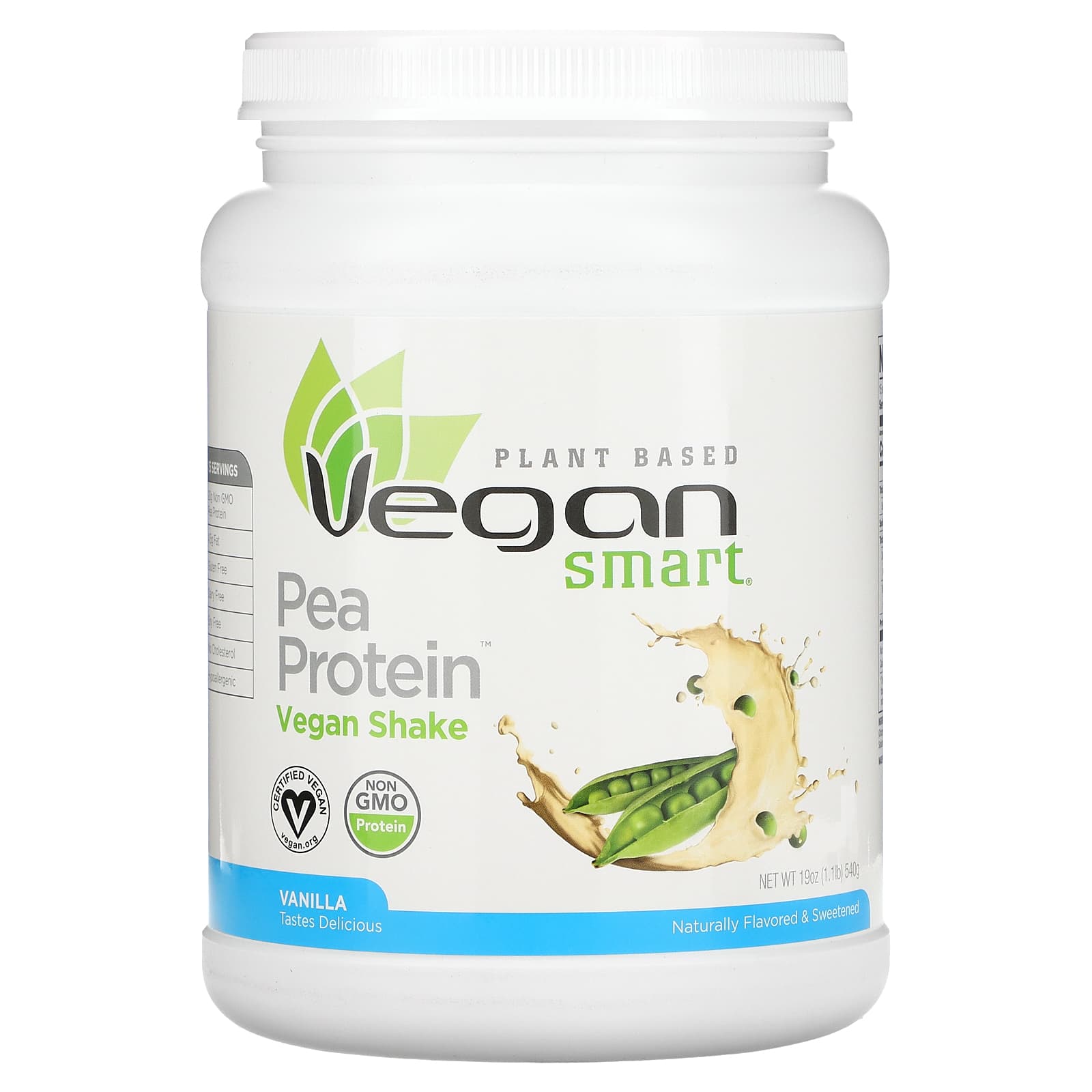 

VeganSmart, Pea Protein Vegetable Shake, Vanilla, 19 oz (540 g)
