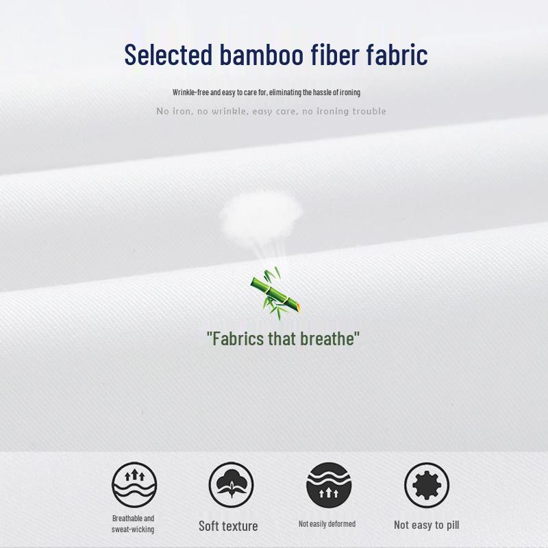 Herrskjorta i bambufiber, vit, utan järn - Långärmad, stretch, formell & casual