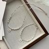 S925 Sterling Silver Niche Love Broken Silver Pearl Necklace Fashionable Personality Blogger Bracelet