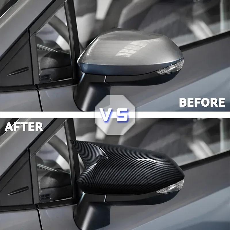 For Toyota Corolla   2pcs facelifted Excellent modified Rearview Bright black Carbon Fiber Pattern Mirror Cover caps