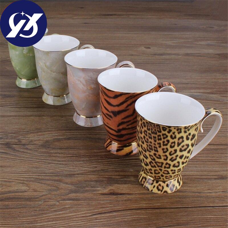 Nordisk Fas på Keramisk Kaffekrus Kreativt Porselen Leopard Håndtak Frokost Melk Te Kopp Kontor Vannflaske Drikkeglass