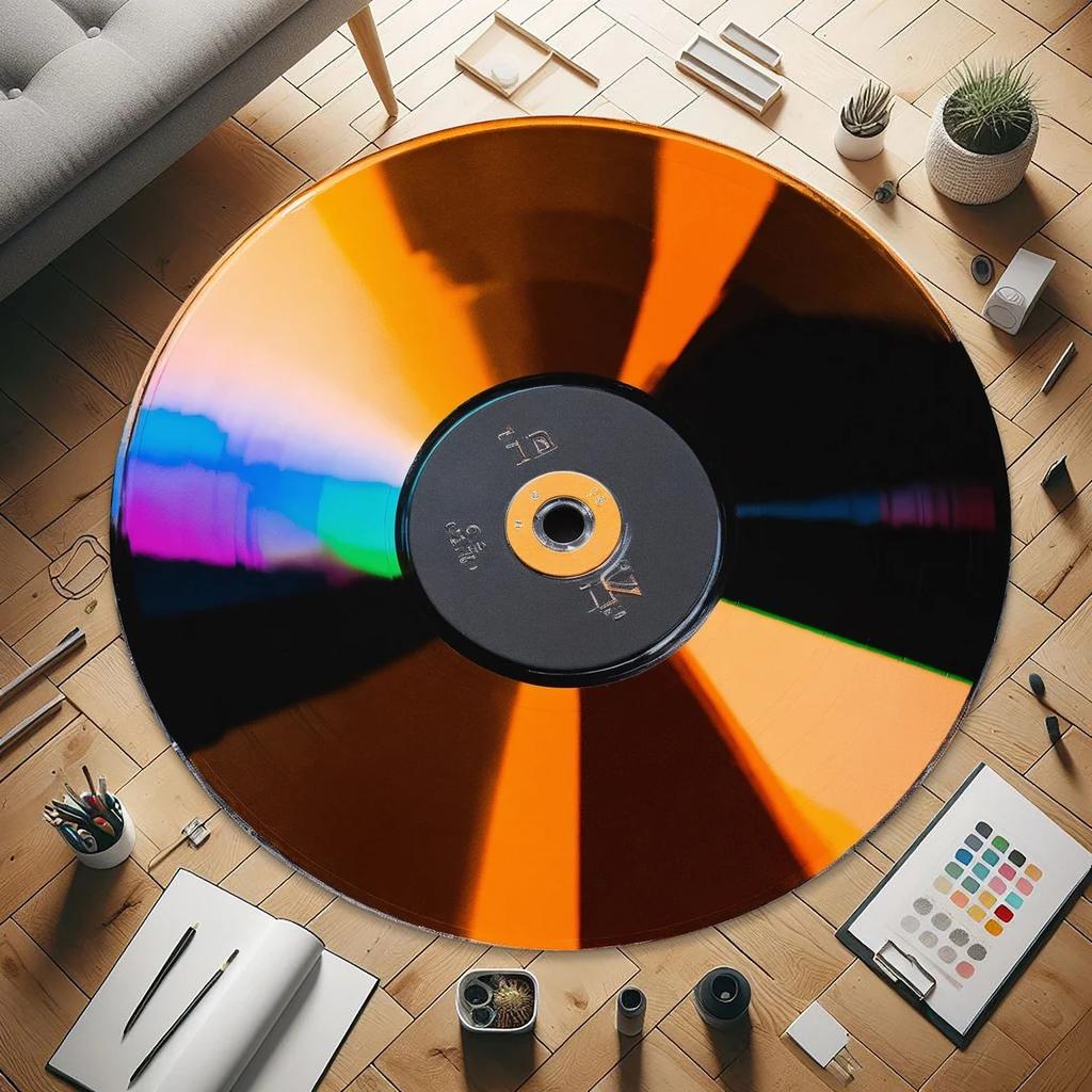 NEW Record Music Cd Carpet Round Game Chair Floor Mat Room Decorated Living Room Lounge Large Area Non-Slip Carpet
