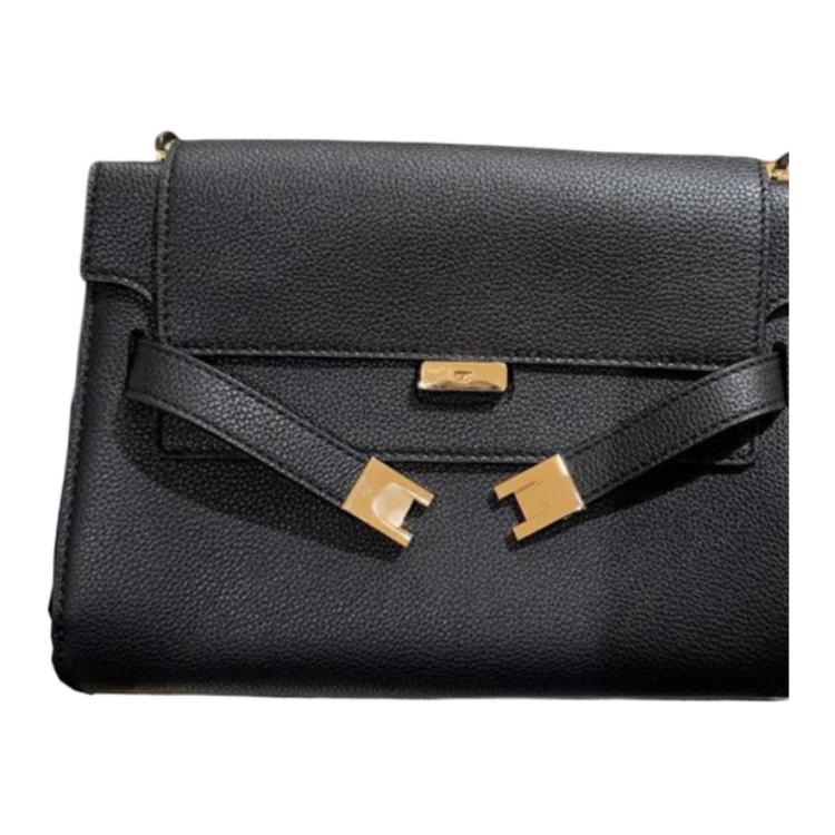 Tory Burch Lee Radziwill Gold Hardware Shoulder Bag With Iconic T Lock Closure In Pebbled Leather Women Shoulder Bag Black 174537-001