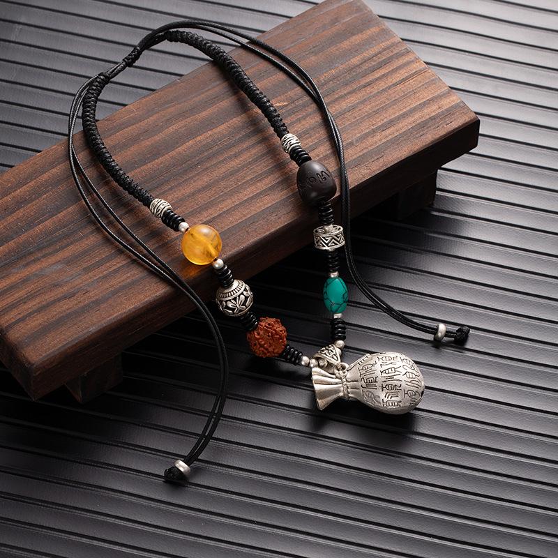 Retro Diamant Bodhi Verstellbare Glücksbringende Schlüsselbeinkette Damen Silber Bernstein Halskette Pulloverkette