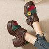 Fashion GKTINOO Handmade Retro Style Women Platform Shoes Spring Summer Genuine Leather Wedges Heel Pumps Casual Shoes