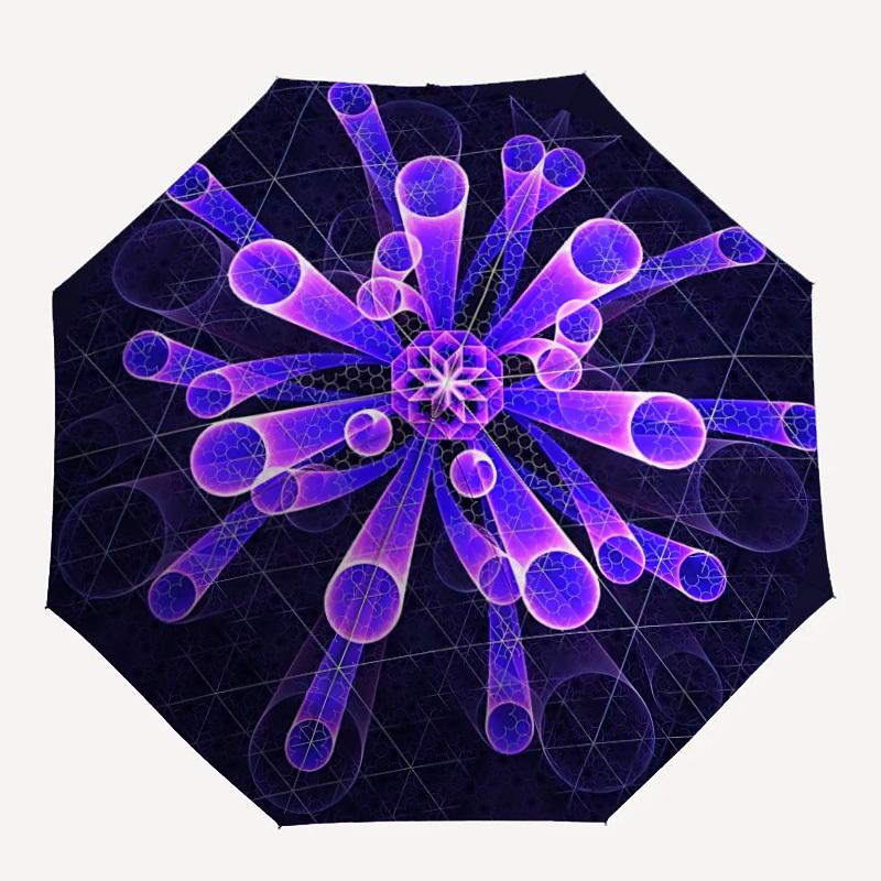 

1PC Purple Geometric Pattern Folding Umbrella with 8 Frames, Automatic Open, Durable Frame, Quality Craftsmanship yy250912076