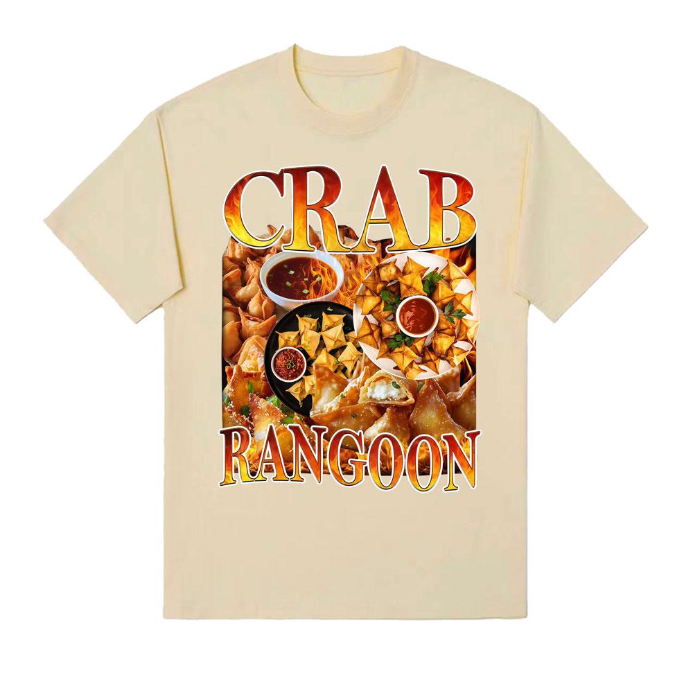 

Rangoon Crab Retro Fun Food T-shirt, Retro 90s Asian Aperitif Graphic T-shirt, 2025 Summer Pure Cotton 100% Printed T-shirt 4XL