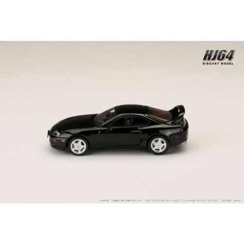 HJ64 1/64 Scale Toyota Supra RZ (JZA80) with Active Spoiler Parts, Black, Finished Product