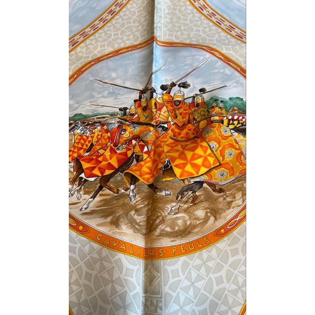 Used HERMES Carre orange large scarf
