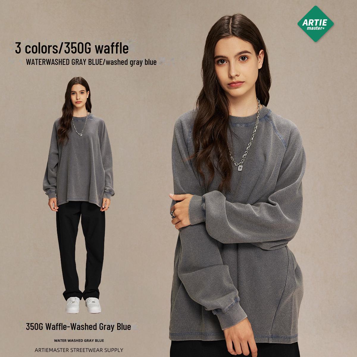 

Футболка мужская с длинными рукавами и вафельным узором в стиле ретро 2024 года из коллекции осень/зима S