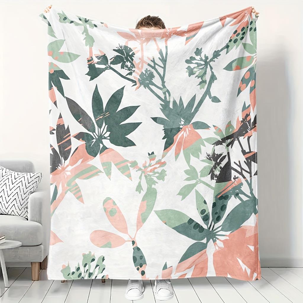 

1pc Green and orange jungle pattern blanket machine washable polyester fabric suitable for bedroom and living room 75x100cm