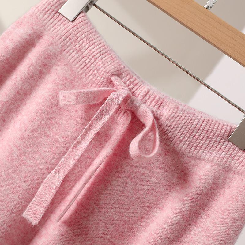 Australian Wool Wide Leg Pants - Women's Autumn/Winter Straight Leg Cashmere Knit Floor-Length Trousers