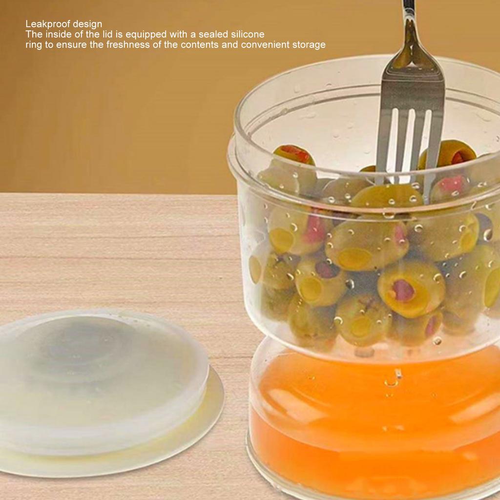 Dry Wet Separation Pickle Jar Leakproof Food Storage Jar Airtight Wet Dry Food Dispenser Kitchen Supplies