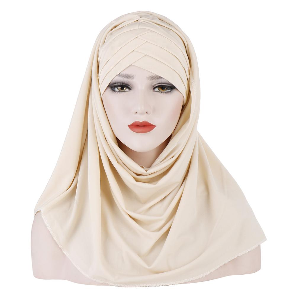 muslim jersey instant hijab scarf for women femme musulman ready to wear hijabs underscarf cap and headscarf two in one