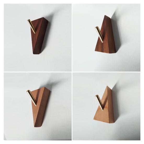 Yousheng Dreieckiger Holzwandhaken Holzbasis Metallhaken Rustikaler Wandhaken Kleiderhaken für Hauseingang Wohnzimmer Schlafzimmer