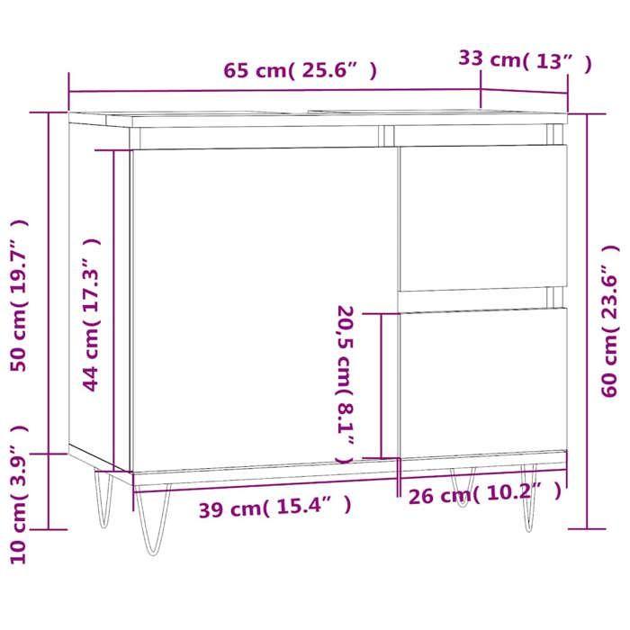 VidaXL Bathroom Cabinet Brown Oak 65x33x60 Cm Engineered Wood 831611