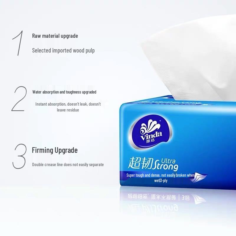 Vinda V2889 Ultra-Tough 3-Ply Soft Pack Tissues