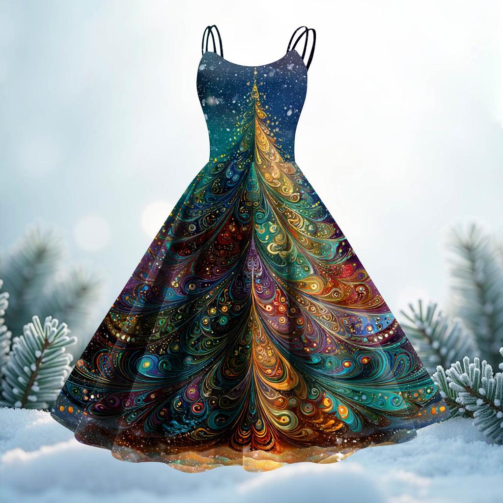 Women's Fashion Christmas Printed Sexy Strapless Gothic Cocktail Dress Punk, Vintage Dress.