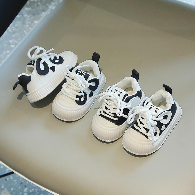 Holčička Kojenecká vycházková obuv jaro podzim nové tlustá podrážka prodyšná obuv pro volný čas Černobílé batolecí tenisky