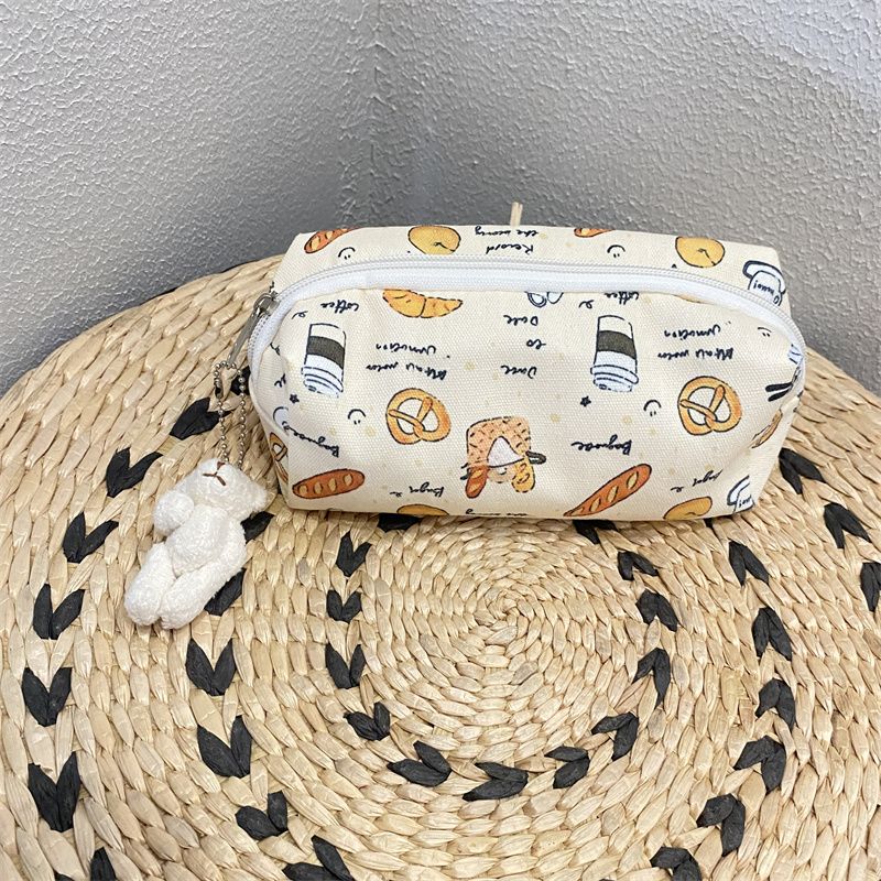 Simple Self-made Food Printed Pencil Case Cute Fresh Girlish Large-capacity Multifunctional Storage Bag Stationery Bag