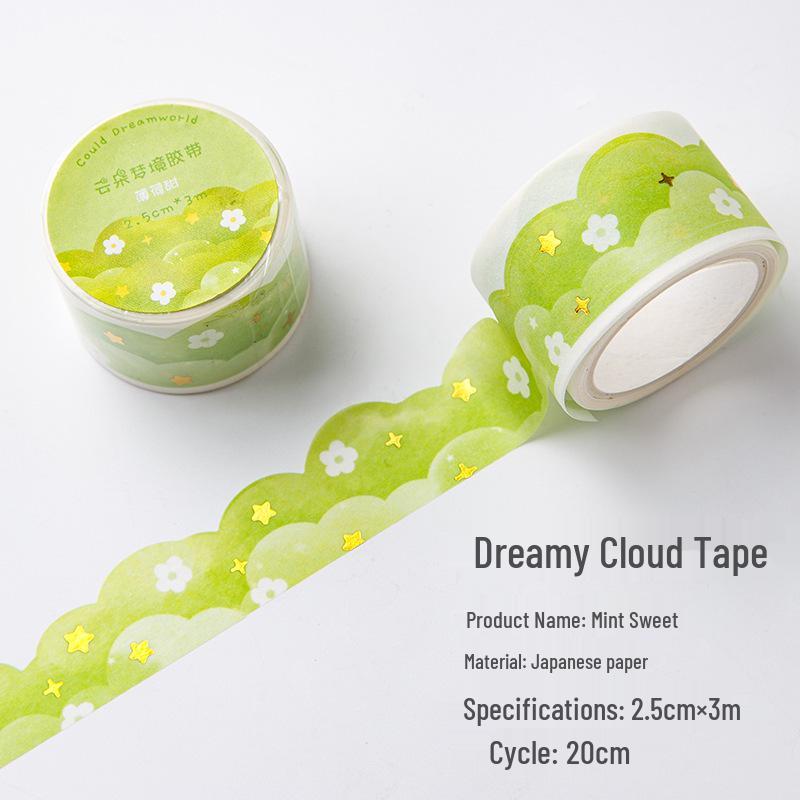 Cloud Dream Gold Foil Scenery Washi Tape - Decorative Journal Sticker Roll
