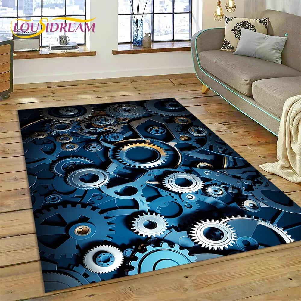3D mechanické ozubené kola Gears Steampunk Koberec Koberec do obývacího pokoje Ložnice Dekor, podlahová rohož Protiskluzová dekorace na pohovku Rohožka Dárky