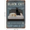 Metal Wall Art Vintage Black Cat Interior Picture for Bedroom