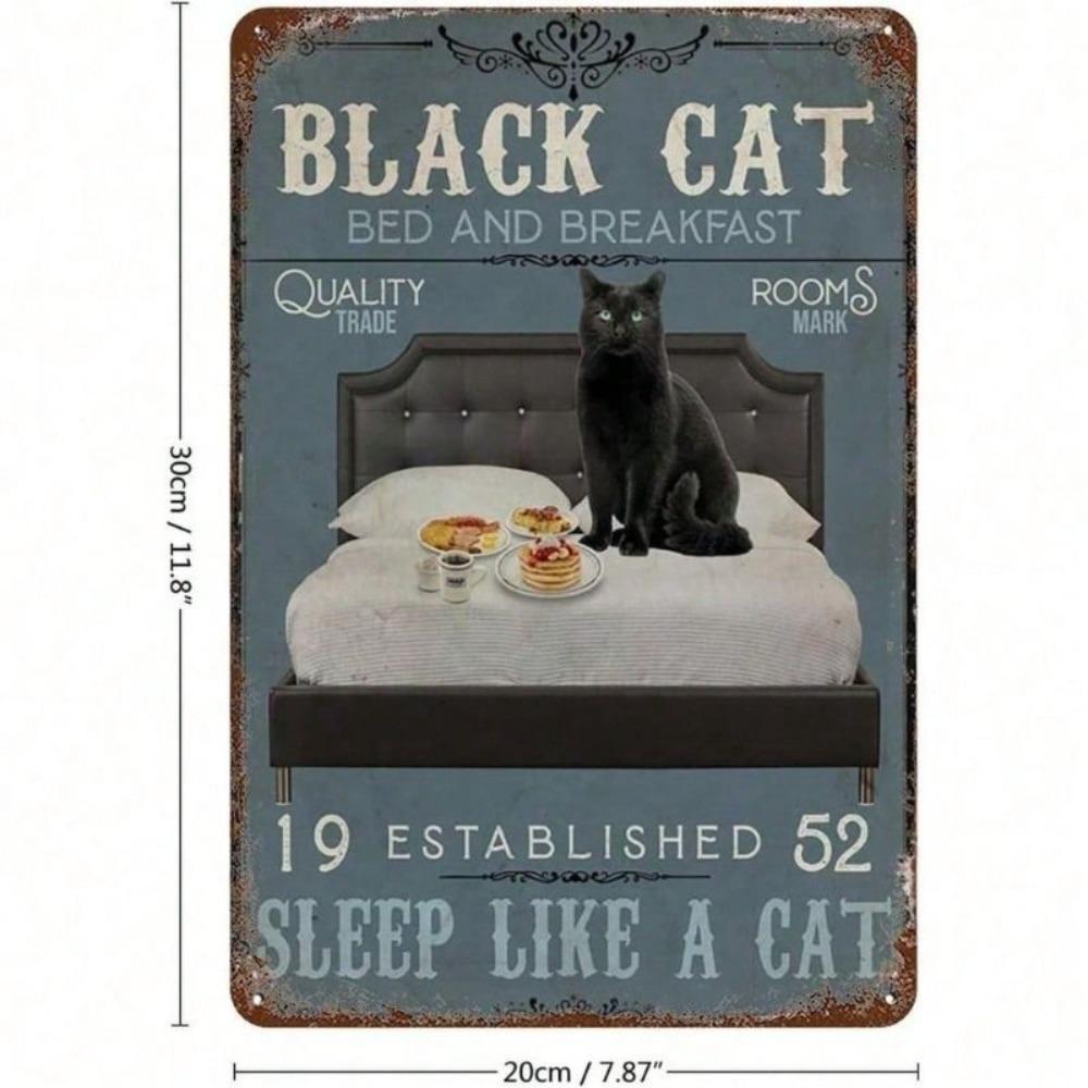 Metal Wall Art Vintage Black Cat Interior Picture for Bedroom