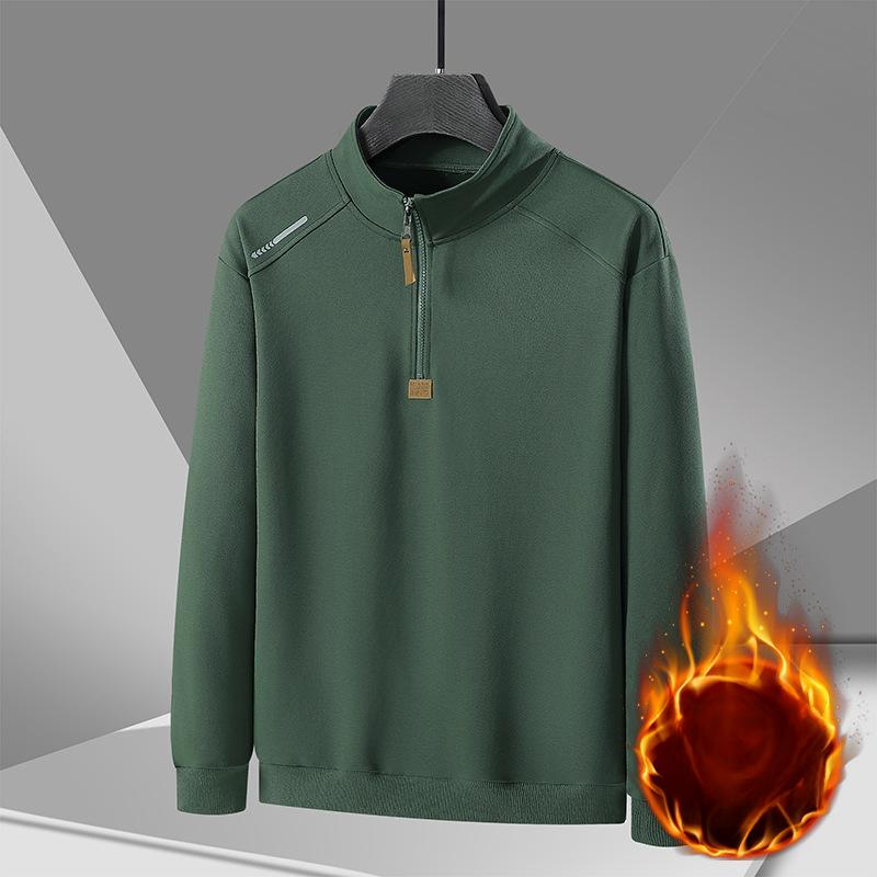 Tröja med halv dragkedja Herr Pullover Ståkrage Vår och Höst Casual Lös och Mångsidig Medelålders och Ung Sporttopp Pappa Kläder