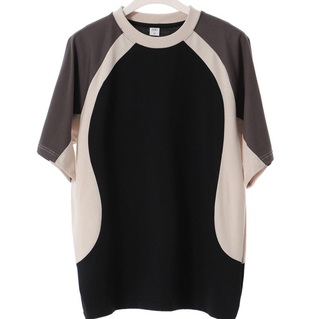 2026 Summer Heavyweight 260G Raglan Colorblock Short Sleeve T-shirt - Trendy Hong Kong Style for Men and Women, Casual Versatile Half Sleeve