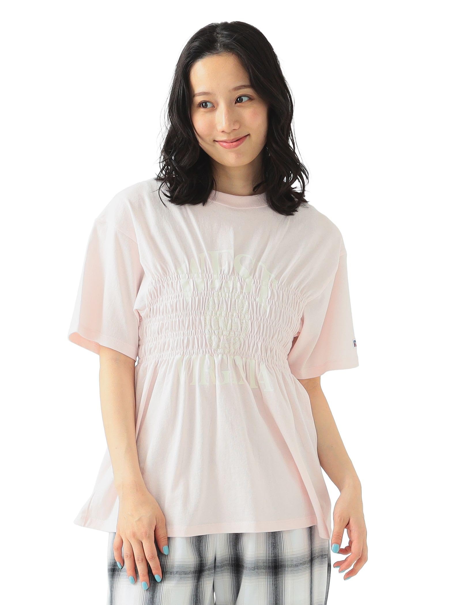 

B:MING LIFE STORE by BEAMS S/S TEE RUSSELL ATHLETIC Shirring T-shirt Women s Pink_K Free