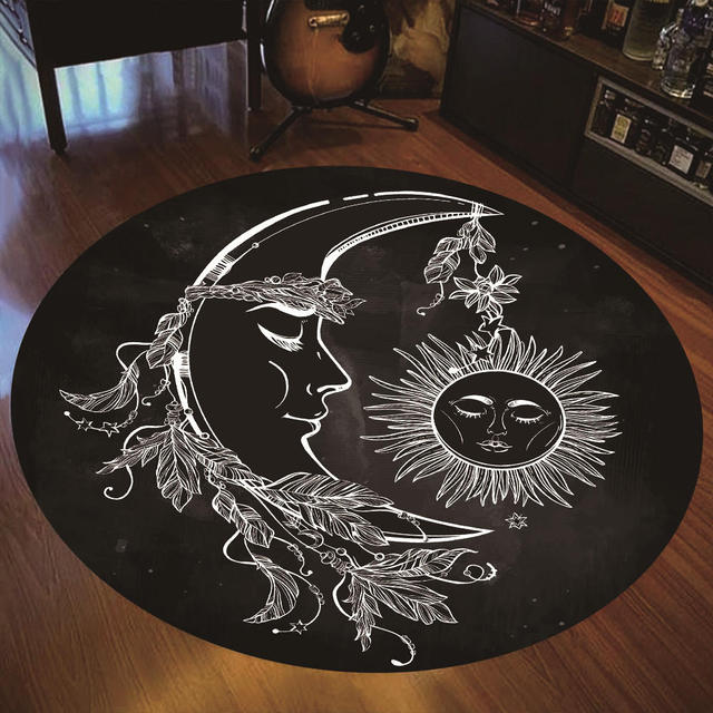 

Круглый ковер с колдовским принтом для гостиной, ковер большой площади, ковер для спальни, таинственный домашний декор, моющийся напольный коврик 80cm