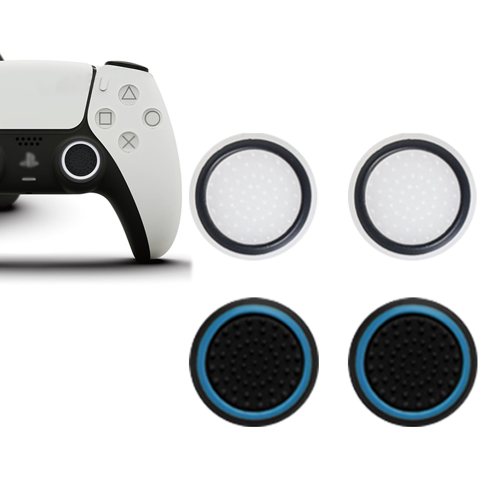 

SZSL PS5 Controller Stick Protective Covers for and Xbox Analog Sticks of Silicone Thumb Stick Covers for Controllers White 2 Caps, PS4, PS3, (Set 4),