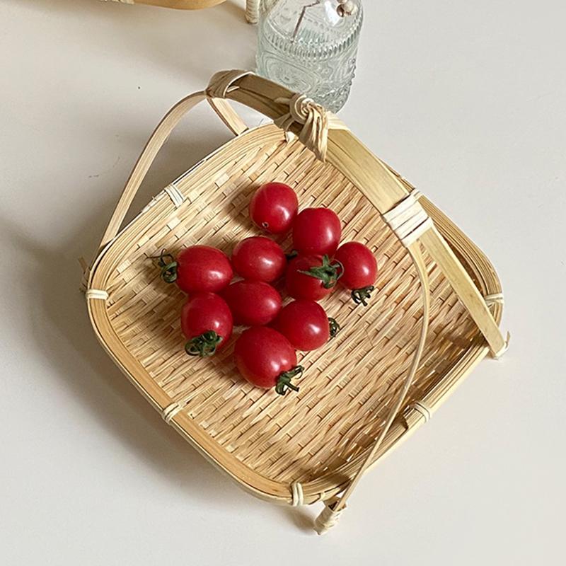 Multi-Function Bamboo Woven Basket 1/2/3 Layers Fruit Vegetable Storage Basket Durable Handwoven Standing Tray For Kitchen