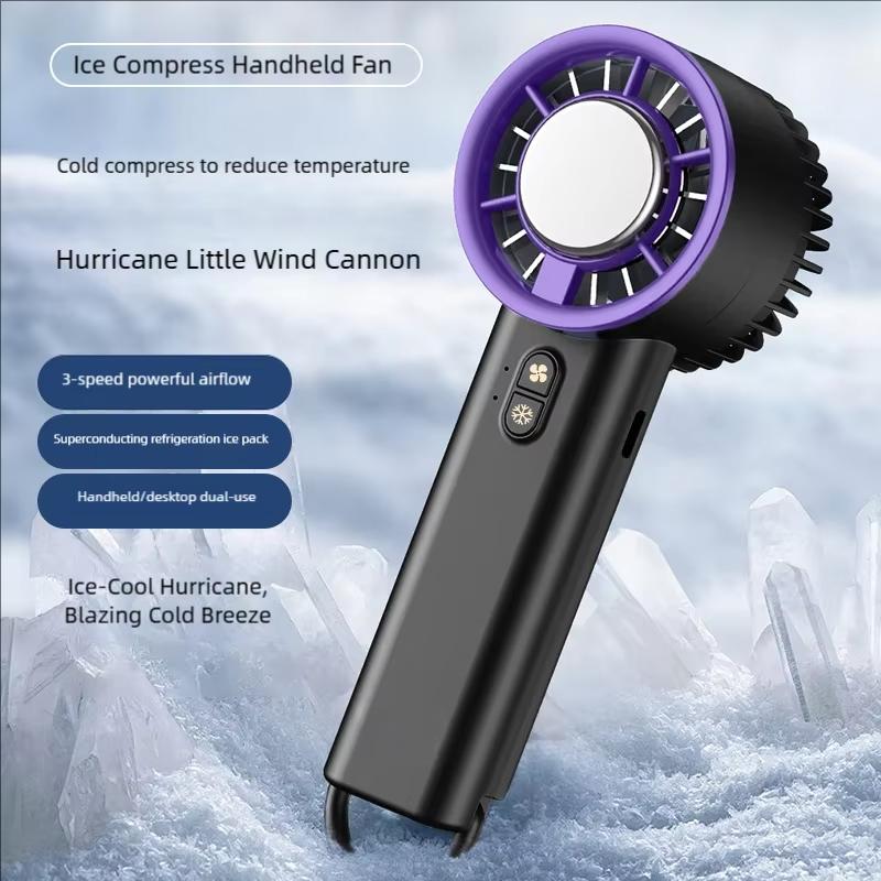 Instant Ice Cooling Handheld Fan Semiconductor Refrigeration 3 Speeds Ultra Quiet Brushless Motor USB Rechargeable Cooler