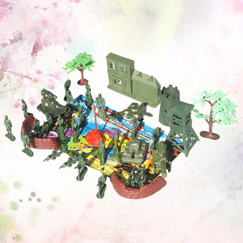 LIOOBO Military Vehicle Set, Simulation Military Scene Toy Set with Tanks, Aircraft, and Soldier Models, DIY Sandbox Play, Army Figures, Gift for